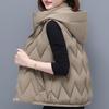 Winter Women Vests Hooded Thick Warm Sleeveless Parka Woman Casual Short Coats