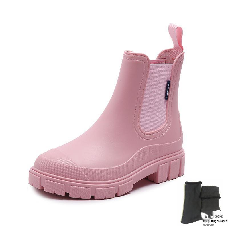 Women's Mid-Calf Chelsea Rain Boots - Waterproof, Non-Slip, Fashionable Rubber Shoes