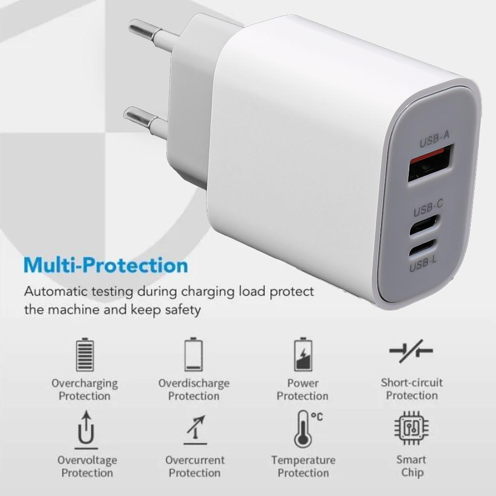 30W USB Type C Travel Charger For iPhone iPad Samsung Xiaomi Tablet Laptop Universal USB-C Fast Charging Chargers EU/US/UK Plug