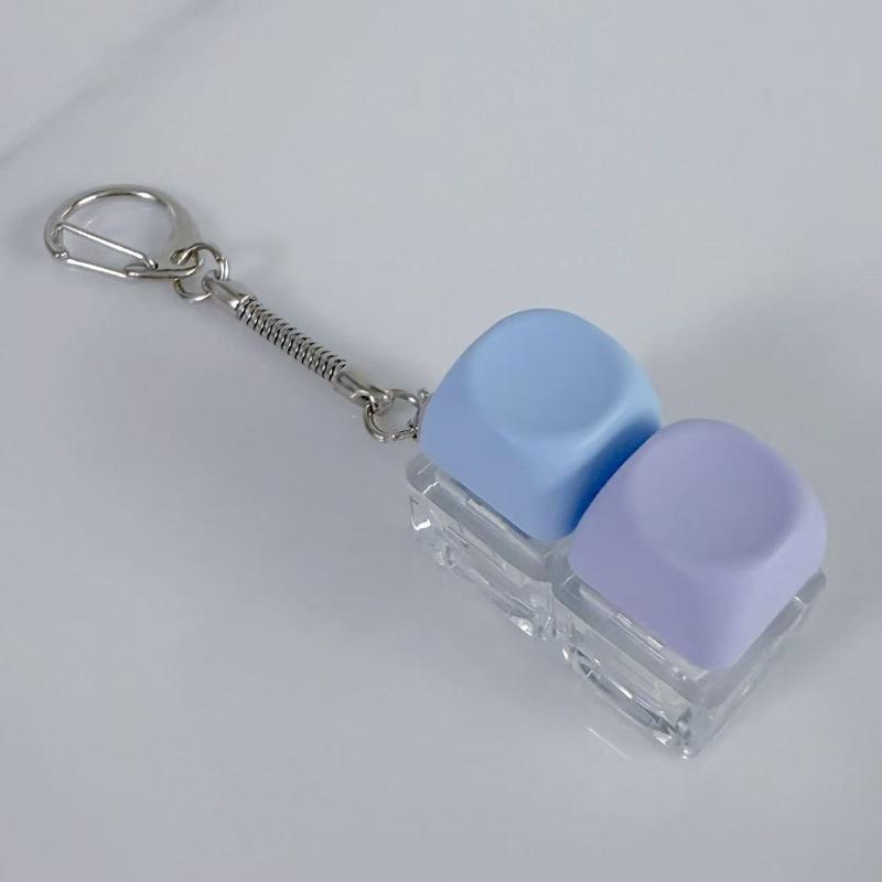 LED Mechanical Keyboard Button Clicker Keychain Click Switch Portable Office Stress Toy