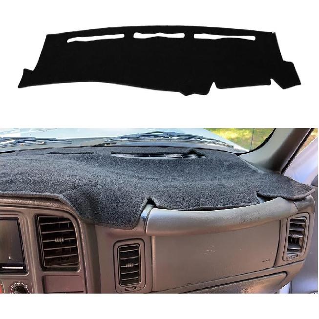 KEDAKEJI Black Dashboard Dash Board Cover Mat Carpet Compatible with 2007-2013 Chevrolet Silverado GMC Sierra