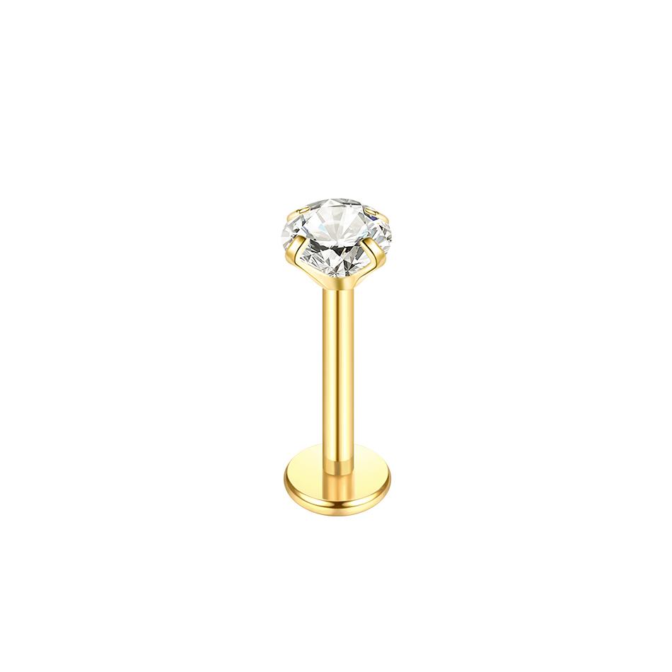 1Pc G23 Titanium Labret Lip Piercing Stud Internally Threaded Clear Zircon Ear Stud Helix Cartilage Tragus Body Piercing Jewelry