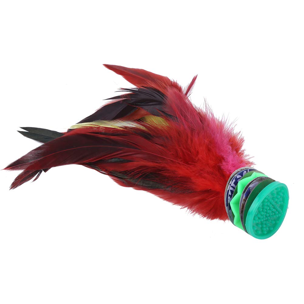 Set of 5 Feathered Foot Kick Shuttlecocks with Rubber Vivid 20cm Indiaca Dacau Shuttlecocks Base, Colors,