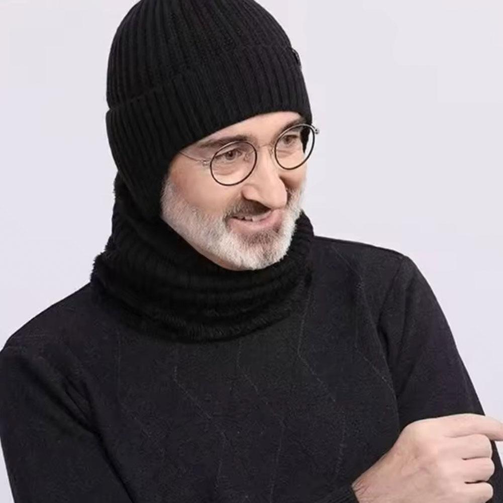 1/2Pcs Winter Warm Hat for Middle-Aged Elderly Men Thickened Knitted Wool Beanie with Ear Protection Cold Weather Cap