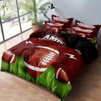 3pcs Bedding Set Rugby American Football 3D Printed Cozy Soft Duvet Cover King Queen Twin Size Birthday Gift Boys Bedroom Decor