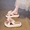 Summer New Double Flower Soft Belt Versatile Temperament Fashion Beach Wear Thick-soled Comfortable Slippers -