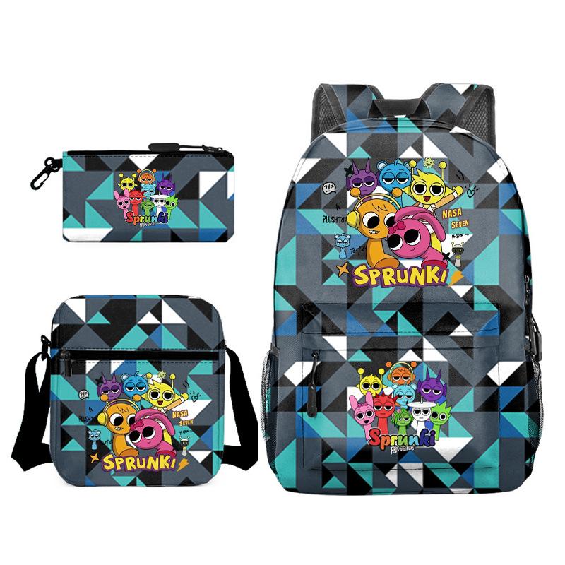 Boys Backpack Rhythm Box Treasure Children's School Bag Anime Satchel Pencil Bag Oxford Cloth Elementary School Student D