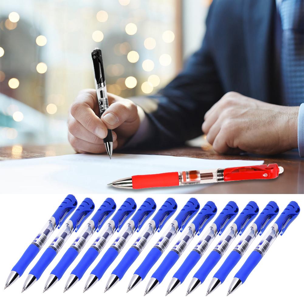 12 ks kuličkové pero protiskluzová měkká gumová rukojeť plastový stiskací typ školní kancelářské papírnictví 0,5m