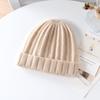 Children's autumn and winter% pure cashmere hat men's and women's solid color twisted flower casual flanged warm knitted hat