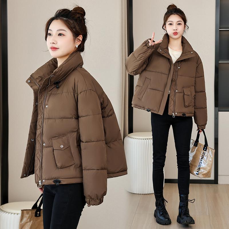 Cotton Winter 2025 new stand-up collar loose warm padded jacket short cotton jacket women's bread jacket Korean version of cotton clothes