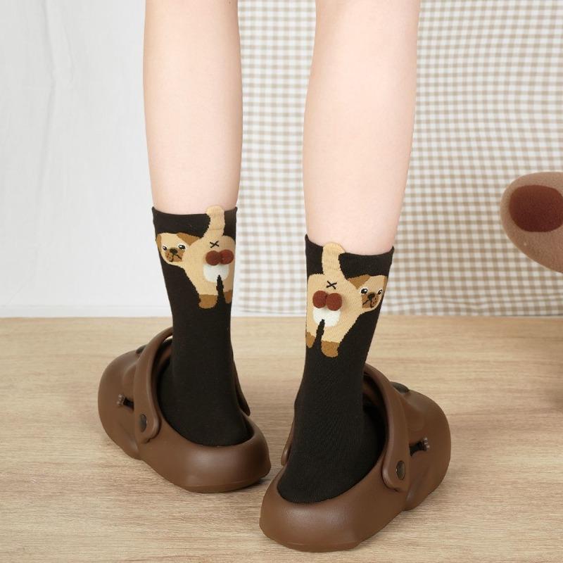 Women's Funny Cartoon Socks MidCalf Spring Summer Fall Casual Unisex Fashion BreathableComfortableCreative Multi-Function Socks
