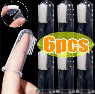 Silicone Soft Pet Finger Cuff Toothbrushes Dog Brush Bad Breath Tartar Teeth Care Tool Cat Cleaning Scrub Silicagel Pet Supplies