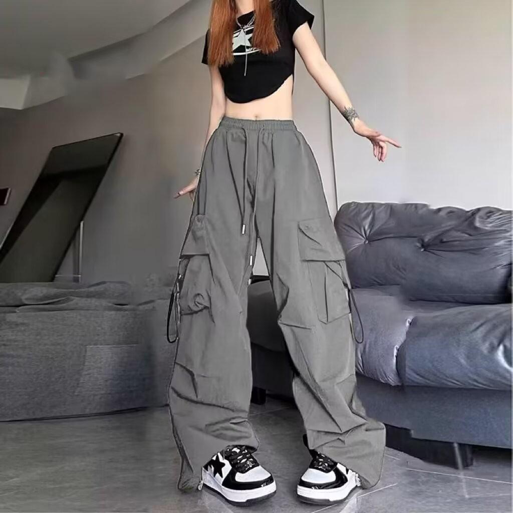 Unisex Retro Overall med flera fickor: Vår/Höst Hip-Hop High Street Raka Byxor