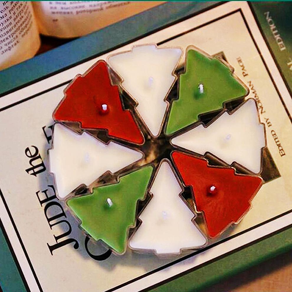 1/2/4Pcs Christmas Tree Shape Candle Small Scented Handmade Tea Lights Candles for Xmas New Year Gifts Home Party Desktop Decor