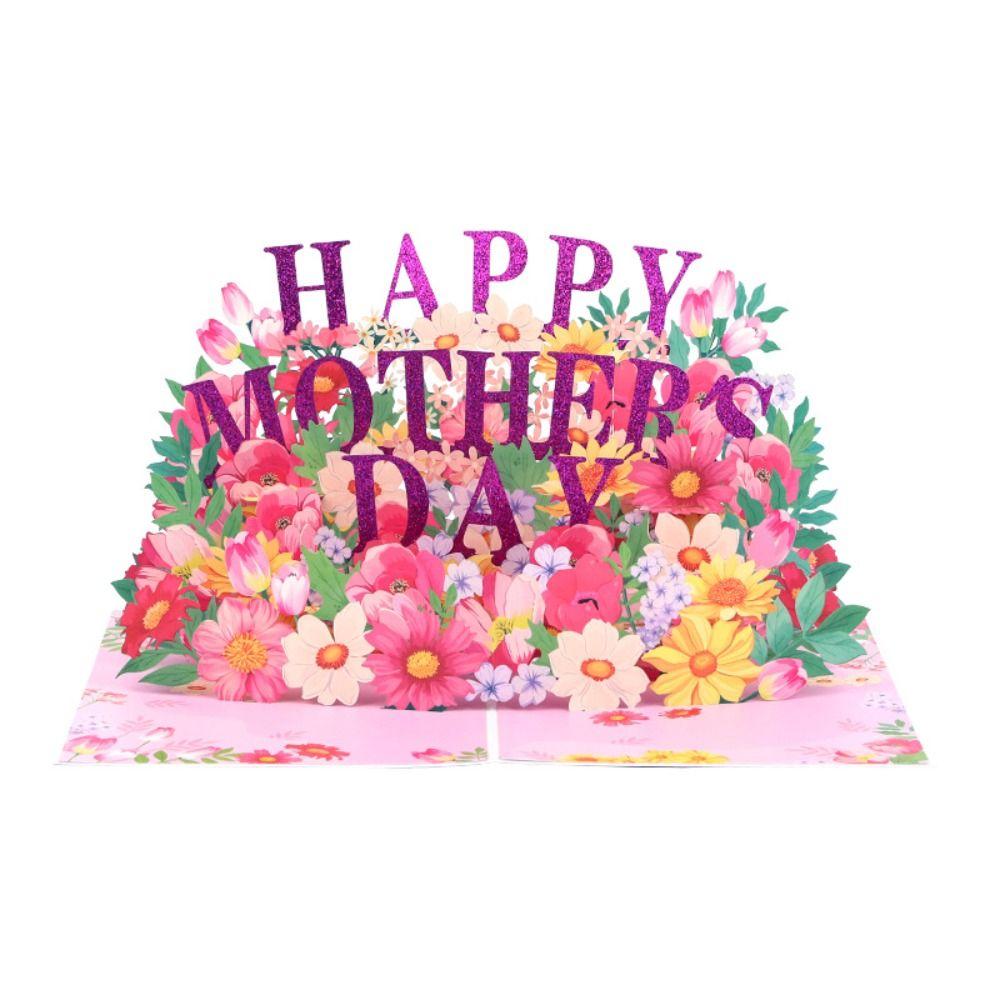 3D Pop UP Flower Greeting Cards Blessing Message Cards Mother's Day Greeting Card  For Mom Gift