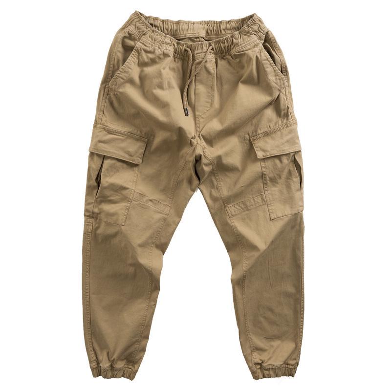 Autumn Micro-Elastic Khaki Retro Lace-Up Men's Casual Overalls