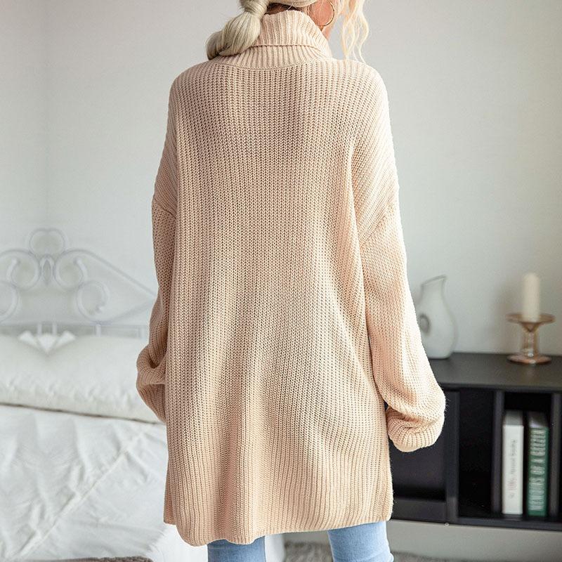 YYFS Women's Fashion Casual Fall Winter Solid Color Print Long Sleeve High Neck Tops Women's Clothing Woolen Knitwear Sweaters