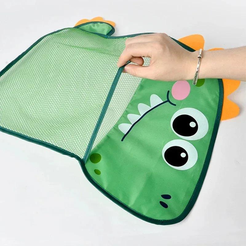 Dinosaur Bath Toy Storage Bag, Mesh Organizer With Strong Suction Cups, Hanging Bathtub Organizer For Kids Bathroom