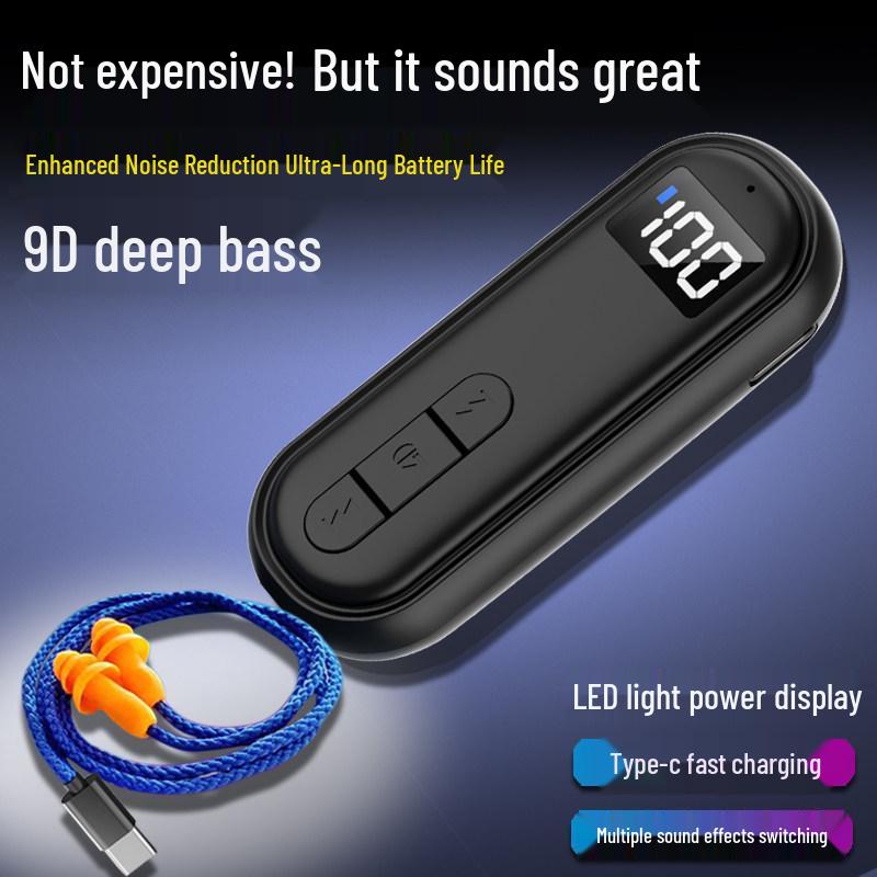 Universal Clip-On Bluetooth Headphone Receiver with Extended Battery, High-Quality Sound, Noise Reduction, and HD Calls