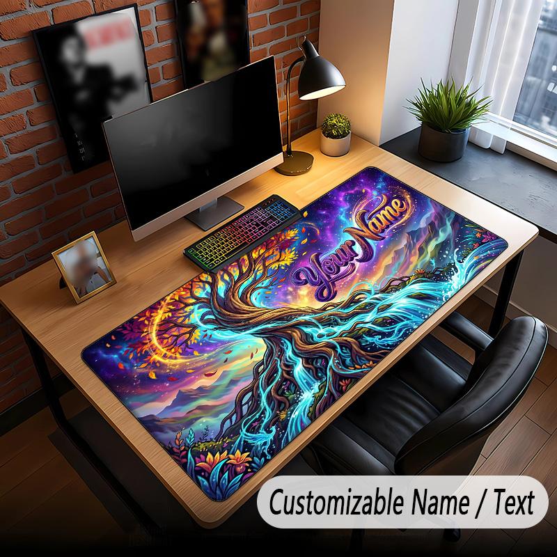 Tree of Life Theme Custom Mouse Pad Personalized With Name Text Customized Desk Mat For Office Home Decor