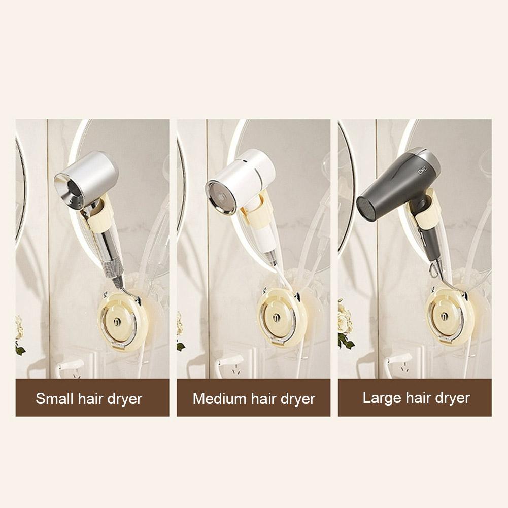 Verstellbarer Freihand-Föhnhalter 360 Grad Drehung Wandmontage Haartrockner-Aufbewahrungsständer Föhnhalter für Badezimmer
