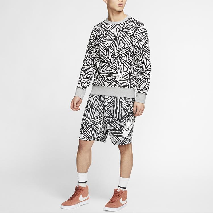 Nike SB Print Skateboard Crew Neck Sweatshirt Men Tops Dark-Hemp-Grey BV8349-010