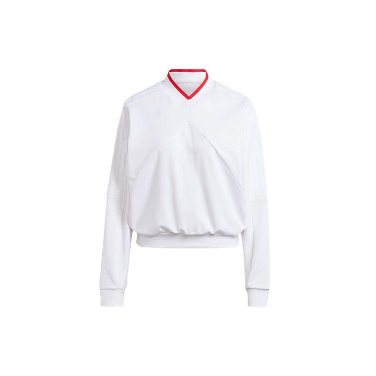 Adidas Tiro Color Block V-Neck Sweatshirt Womens World Cup Hoodie Women Sweatshirts White IM4990
