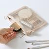 Multi-purpose Storage Bag Beige Zipper Closure Mesh Storage Pouch Lightweight Design Mesh Material Mesh Cosmetic Bag