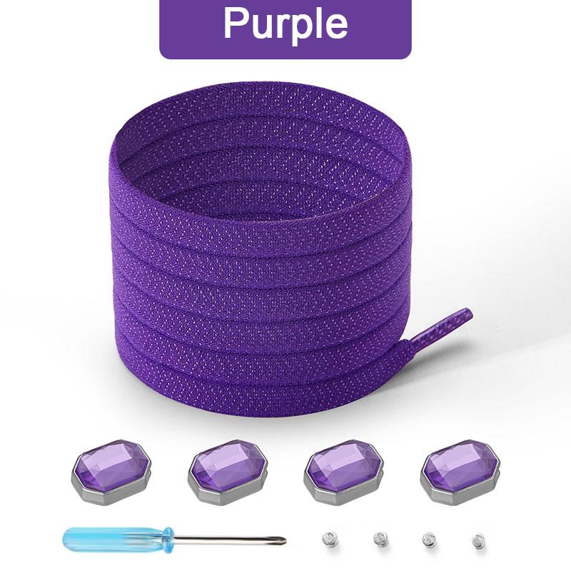 Colorful Diamond Elastic Laces Sneakers No Tie Shoelaces Rhinestone Shoe Laces without Ties Kids Adult Quick Flat Shoelace 1Pair