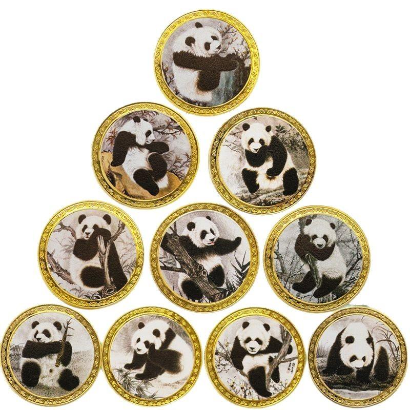 National Treasure Panda Commemorative Coins, Metal Crafts, Tourist Attraction Collection Commemorative, Panda Commemorative Medals 10pcs 40*1.5mm