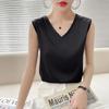 Gilet estivo da donna in seta slim scollo a V spalle larghe crop senza maniche top interni