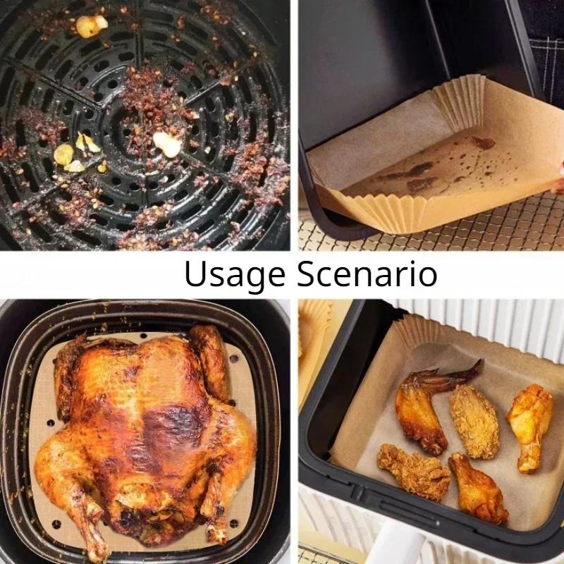 50/100 Stück rechteckige Air Fryer Liner Ölfeste Backformen Papierschale für Mikrowellenherde Silikon Öl Grillplatte