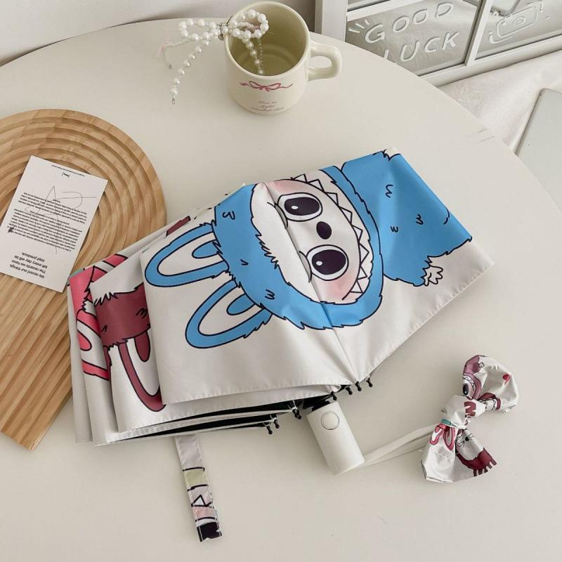 Bubble Mate Labubu Vinyl Sunshade Sunscreen Rain and Sunny Dual-purpose Folding Household Umbrella