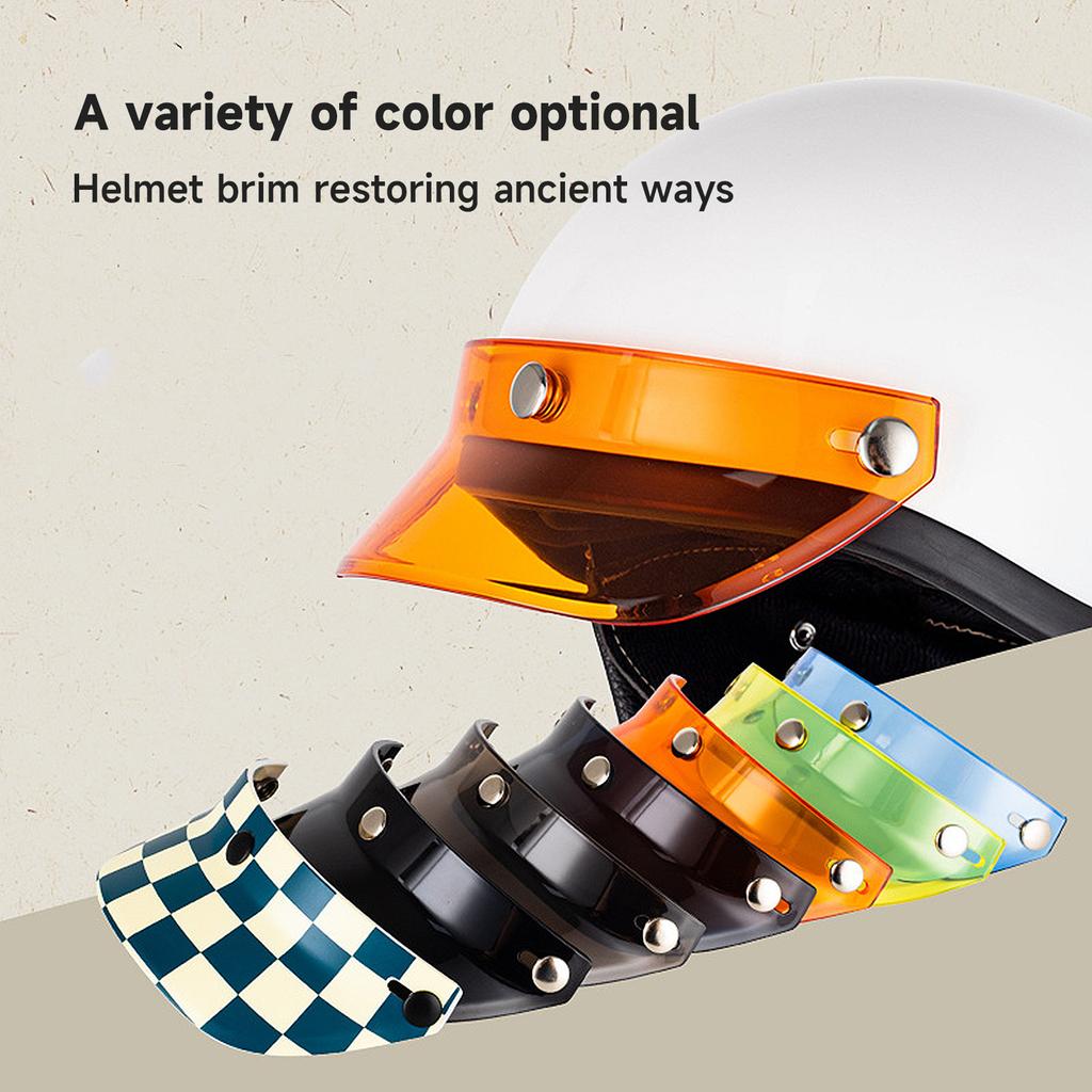 Windproof 3 Snap-Button Visor Shield Lens Visor Flip Up Wind Shield for Open Face Motorbike Helmet Anti-UV Fog Universal