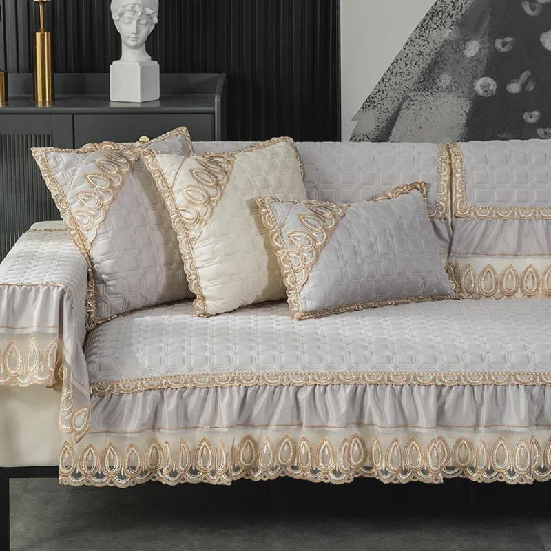 European-Style Four-Season Non-Slip Sofa Cushions - Fabric & Leather Covers