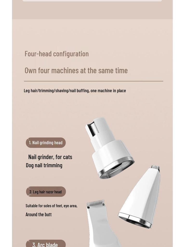 Pet Grooming Electric Clipper: Cat & Dog Shaver, Nail Grinder, Hair Trimmer