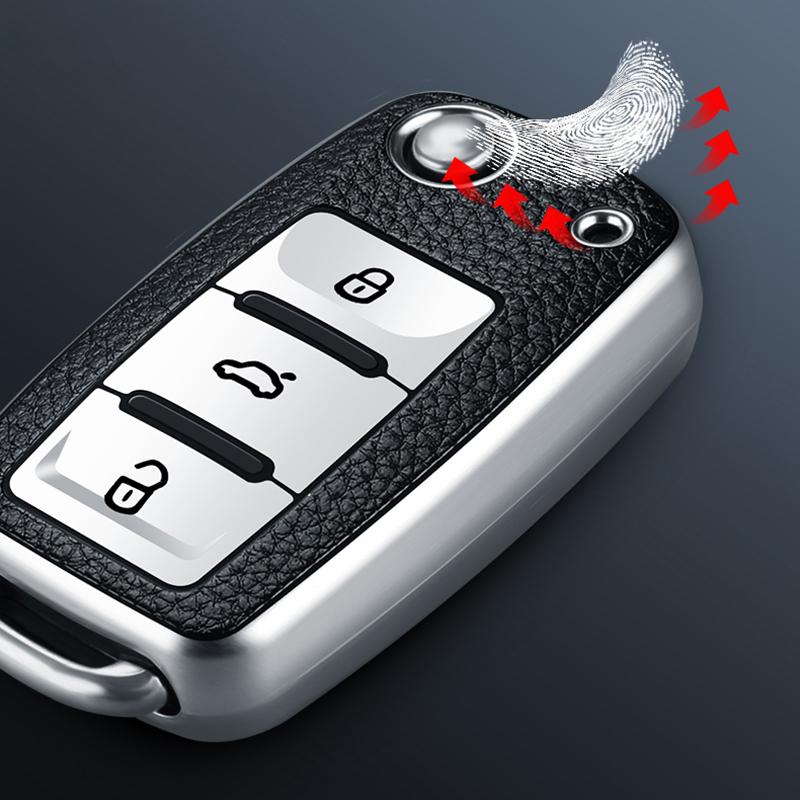 Tpu Leather Car Key Case Full Cover Protection Shell Bag for VW Volkswagen Polo Tiguan Passat Golf Jetta Lavida Skoda Octavia