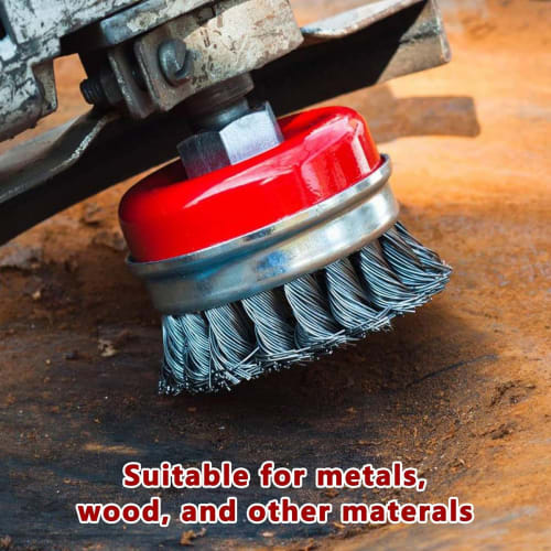 Disc Grinder Wire Brush, Brass Brush, Rust Removal, Cup Wire Brush Attachment, M14 Nut, Hex Shank, Rust Removal, Paint Stripping, Outer Diameter 75mm,