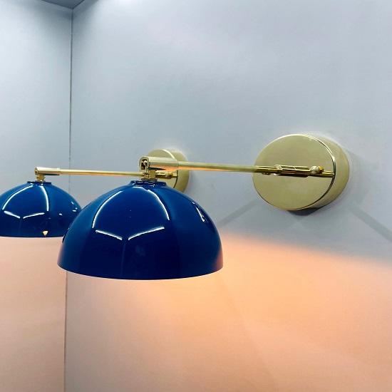 Mosiężna lampa wisząca Diabolo Sputnik z połowy wieku z włoskiego mosiądzu, zestaw 2 sztuk