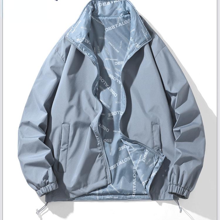 Stehkragen Doppelseitiger Buchstabendruck Herren Sportjacke Frühling Herbst Baseball Jugend Freizeitkleidung