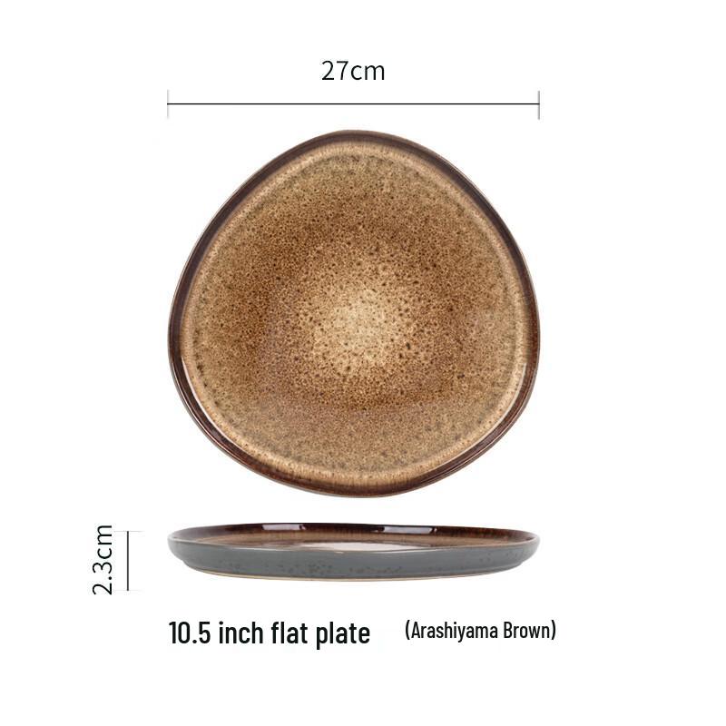 Kiln-Glazed Irregular Ceramic Plate & Bowl
