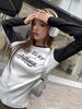 2026 Spring/Summer Women's Black & White Patchwork Raglan Long Sleeve Tee - American Style Print, Loose Fit, Color Block Trendy Top
