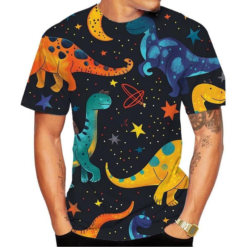 New Fashion Men/Women Kids HD Printed Cartoon Dinosaur Pattern T-shirt Street Style Unisex Novelty Fashion Top