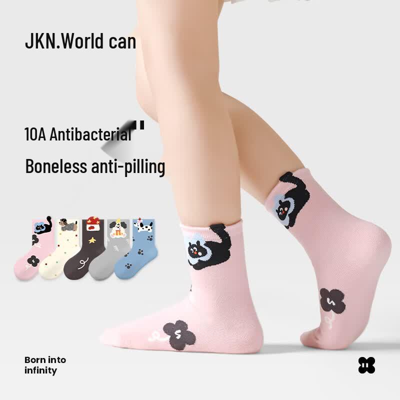 JKN Kids & Family Mid-Calf Cartoon Antibacterial Socks XL