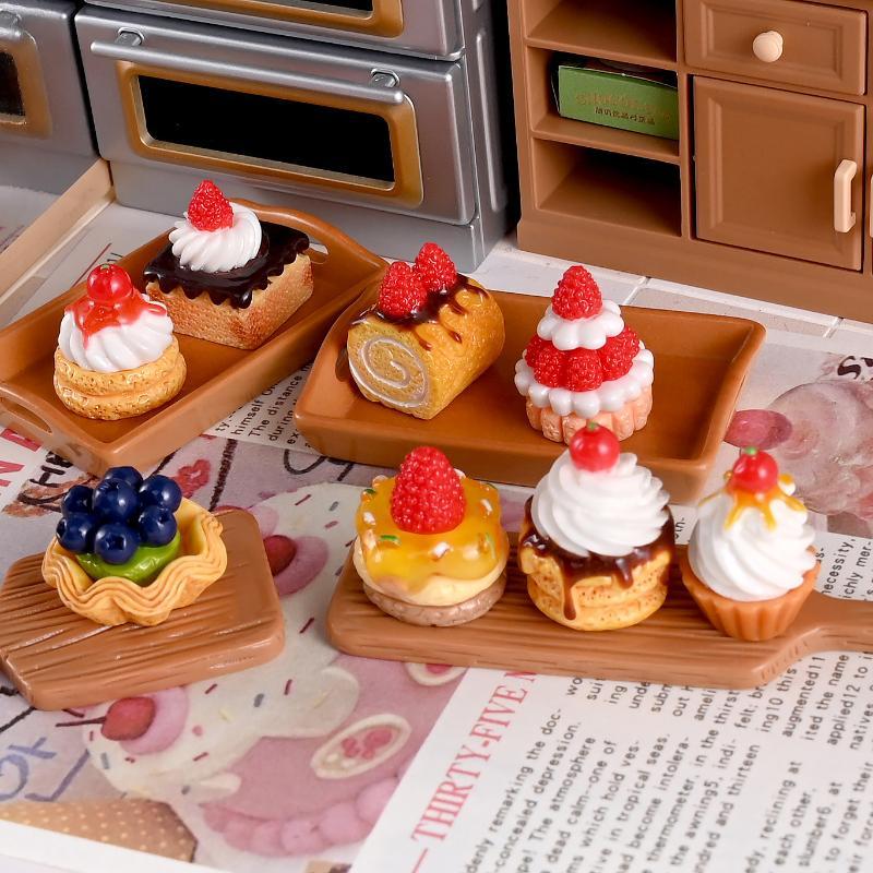 10Pcs 1/12 Scale Dollhouse Miniature Dessert Fruit Cake Play Kitchen Food Diy Jewelry Accessories For Doll Accessories