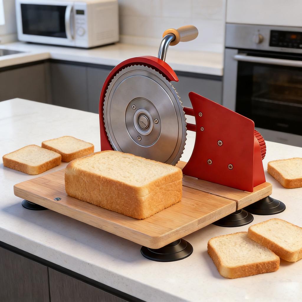 Manual Bread Cutter for Homemade Sourdough Bread Hand Crank Slicing Tool Thickness Evenly Slicing Stainless Steel