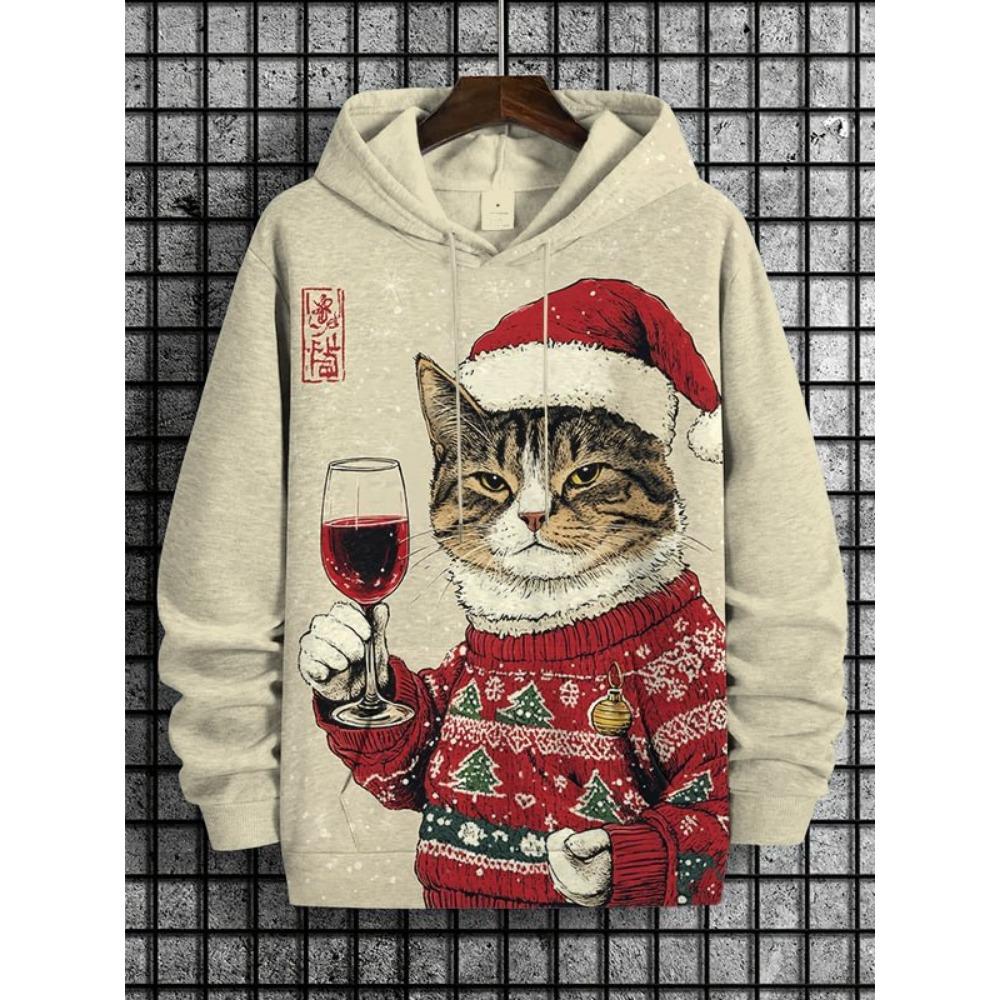 

Рождественские худи с графикой динозавра и кота, 3D-принт, мужские, женские, с длинным рукавом, с капюшоном, толстовка, осенне-зимний праздничный спортивный костюм, куртка Y2k 6XL