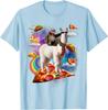 Bradipo che cavalca un lama nella Galassia della Pizza Taco Maglietta Grafica Divertente Casual Unisex Maglietta da Viaggio