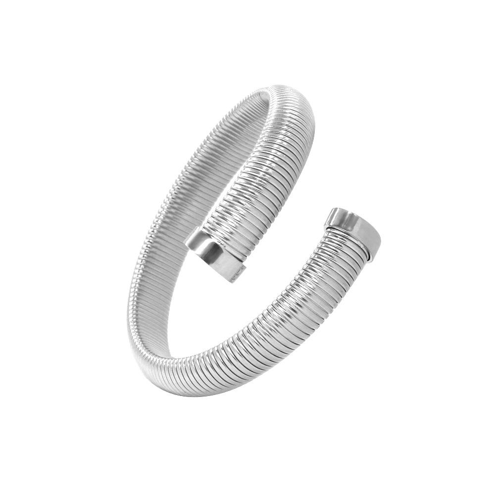 18K Gold-Plated Open Cuff Bracelet & Earring Set with Threaded Design - European & American Style