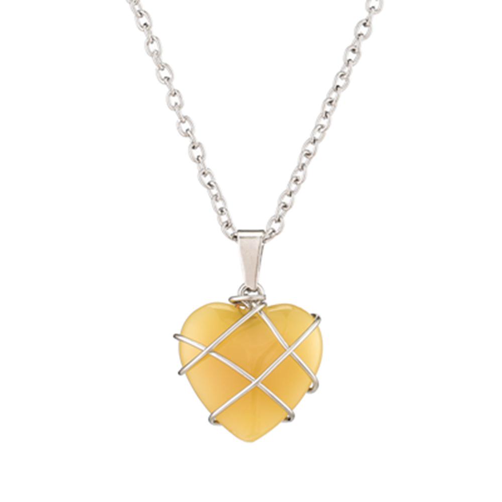 Crystal Heart Necklace with Natural Colored Gemstone Pendant - DIY Wire-Wrapped Heart Shape